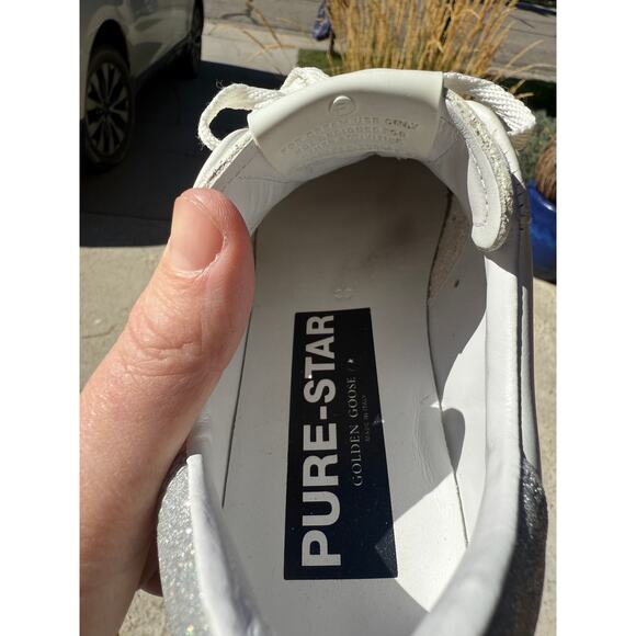 Golden Goose Pure Star White With Silver Glitter Tab Women size 38 US 8 - Picture 9 of 11